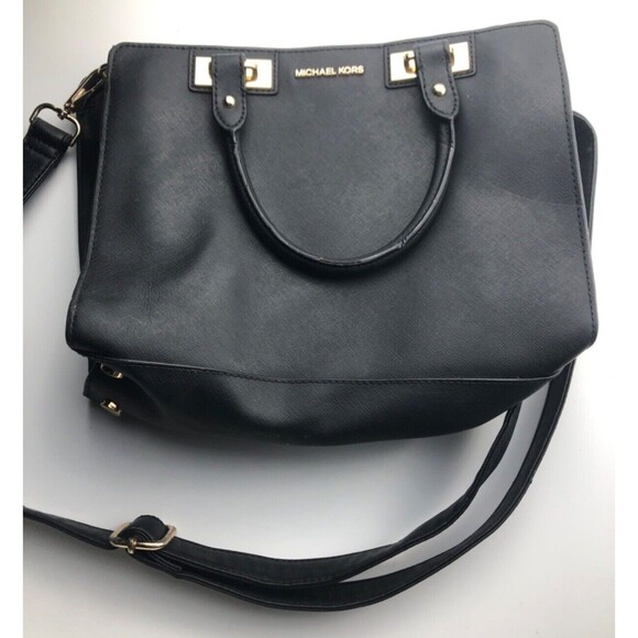 Michael Kors Black Leather Medium Saffiano Handbag - Picture 1 of 16